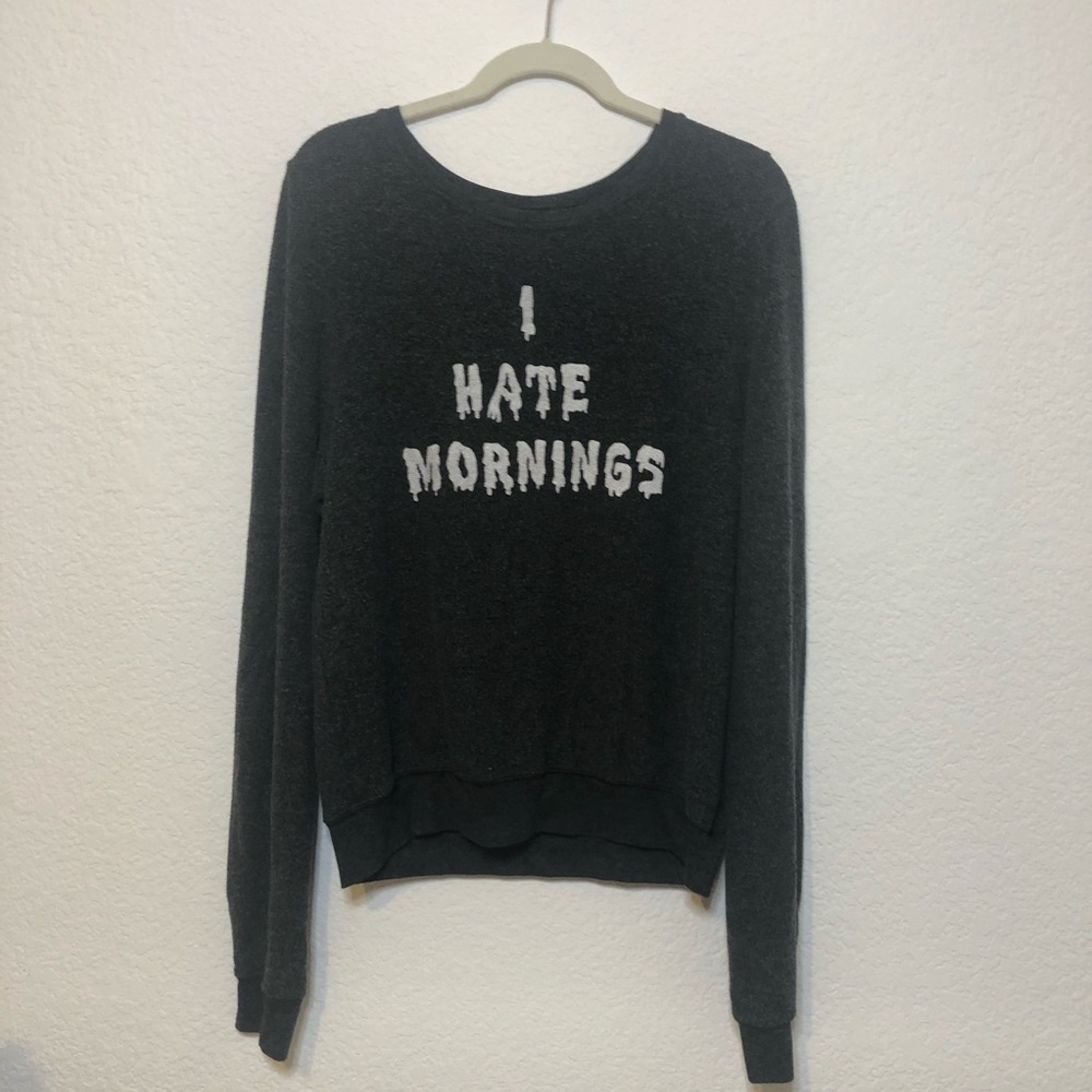 Wildfox I Hate Mornings Grey Jumper